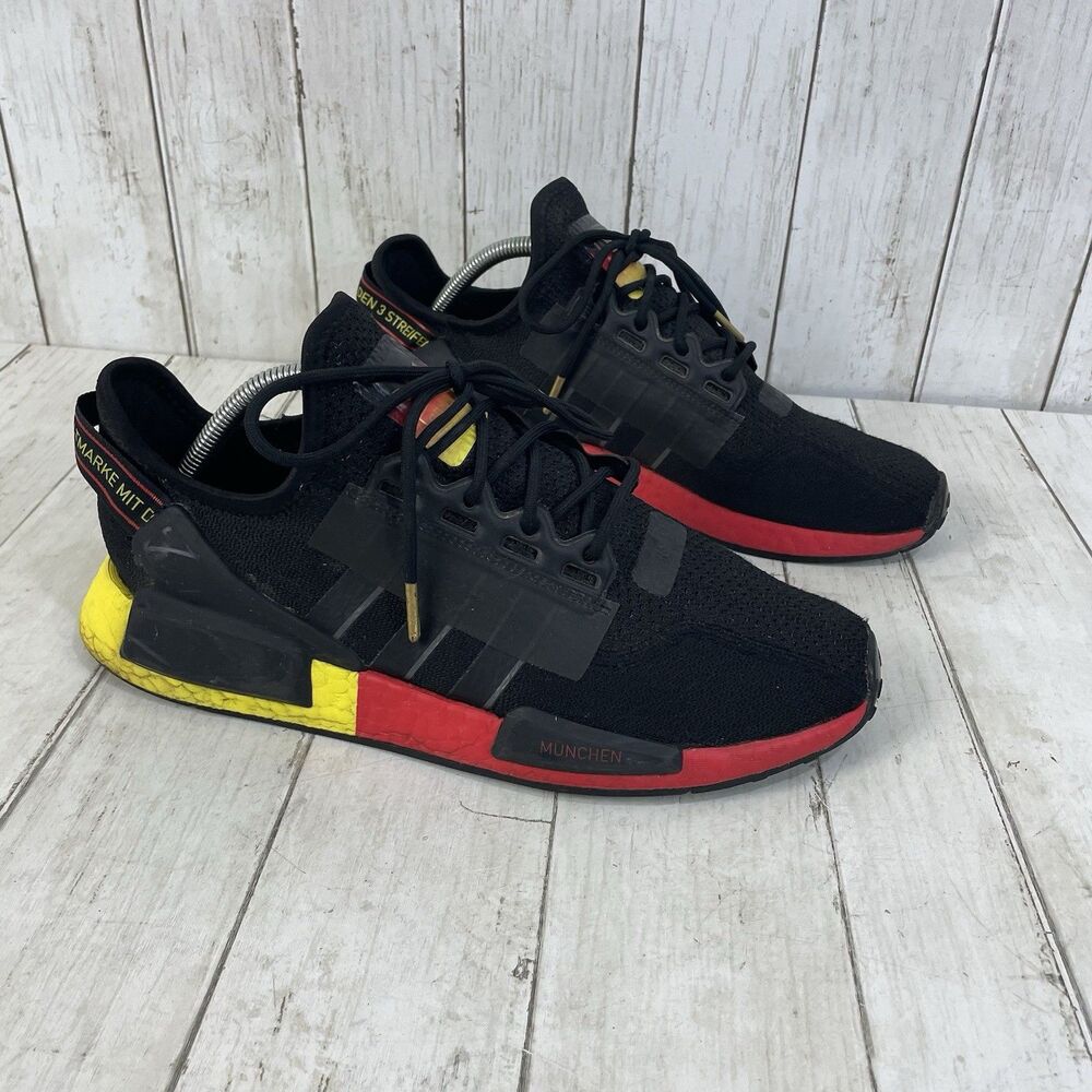 Adidas Nmd R1.V2 Mens Running Shoes Black/Red/Yellow Size Men’s 10.5